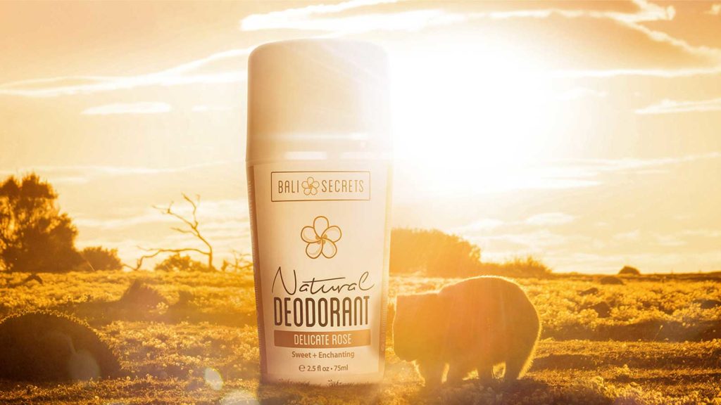 Wombat in the Sunset with a big bottle of Bali Secrets Natural Deodorant