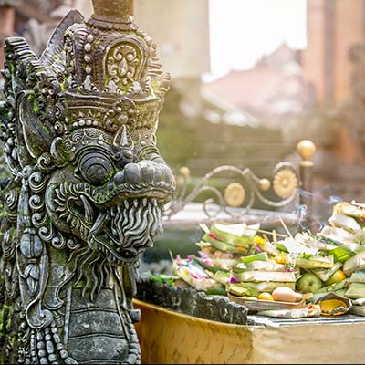 Offerings in a Balinese temple